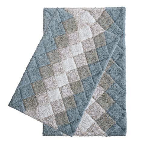 Non-Slip Cotton Bathroom Rugs Set of 2 - Grey Beige Albany Inspired Quick Dry Bath Mats for Bathroom Floor, Tub, Spa & Shower | 21x32 & 17x34 Inch Absorbent Bath Mats for Living Room, Entryway & Door Mats | Perfect for Modern Homes & Guest Bathrooms