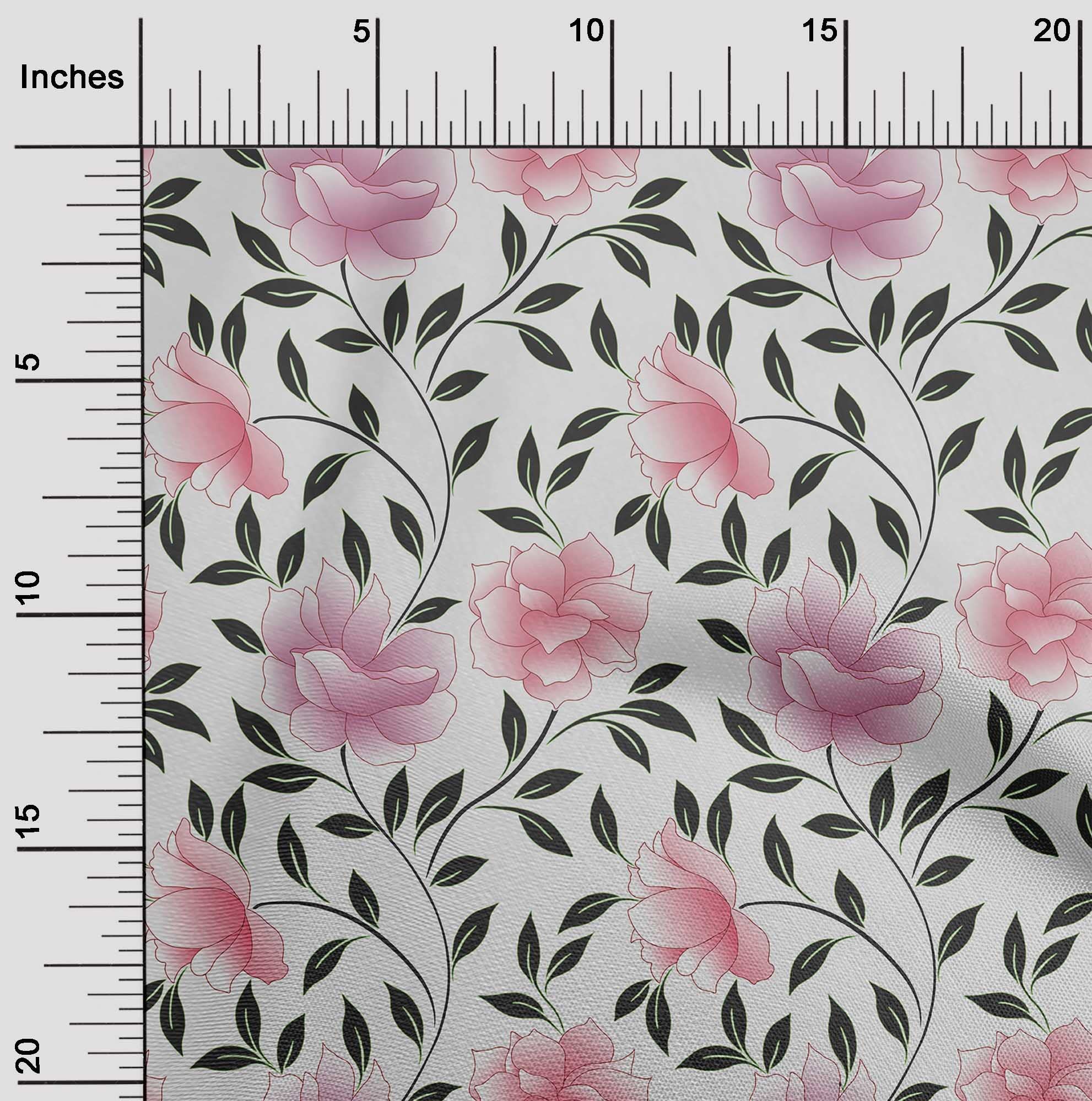 oneOone Cotton Cambric Rose Pink Floral Print Fabric by The Yard - 42 Inch Wide Dress Material for DIY Dresses, Skirts & Home Decor