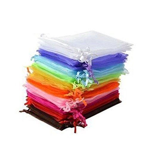 iplusmile 50pcs 9-12cm Christmas Pet Supplies Organza Drawstring Gift Bags - Wedding Favors, Jewelry Pouches, Party Favor Bags (Random Colors) - Perfect for Holiday Gifts, Pet Treat Packaging & Wedding Accessories