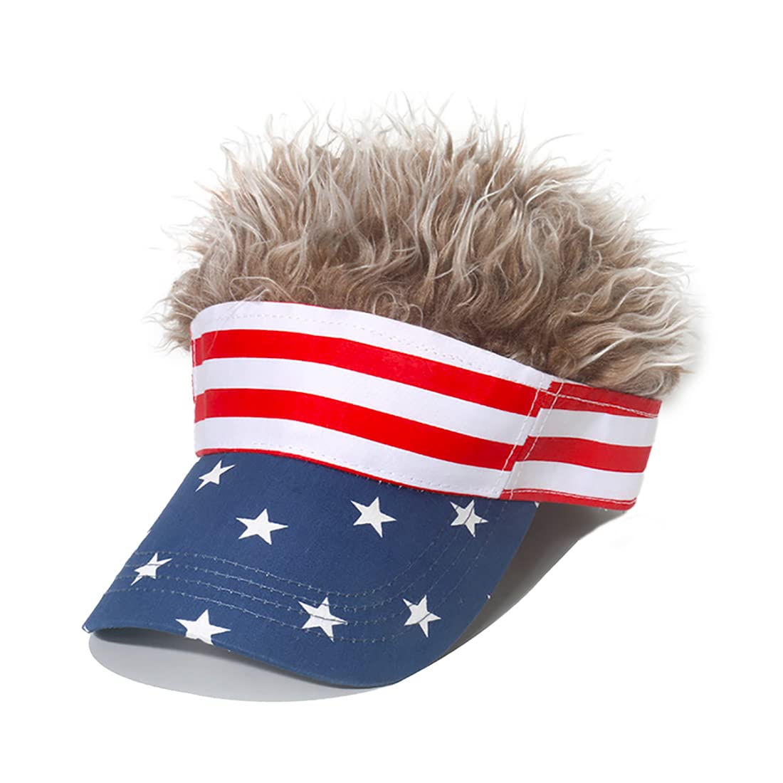 Malaxlx Men's Adjustable Visor Cap with Fake Hair - Stylish Baseball & Golf Hat for Outdoor Activities, Sports, and Daily Wear