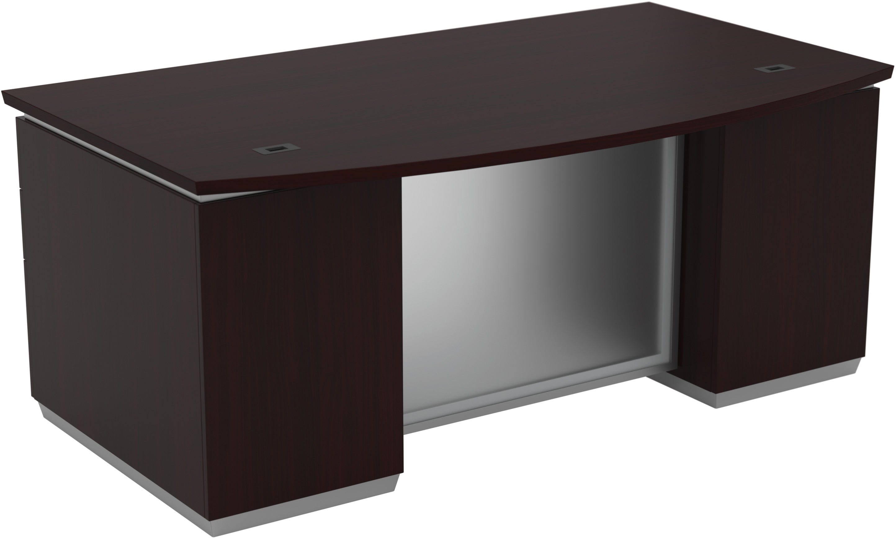 Office Star Tuxedo Bow Front Double Pedestal Desk 72 x 42 Inches - Executive Office Furniture with File Drawers [TUXDKR TYP1] - Perfect for Home Office, Corporate Workspace & Professional Environments