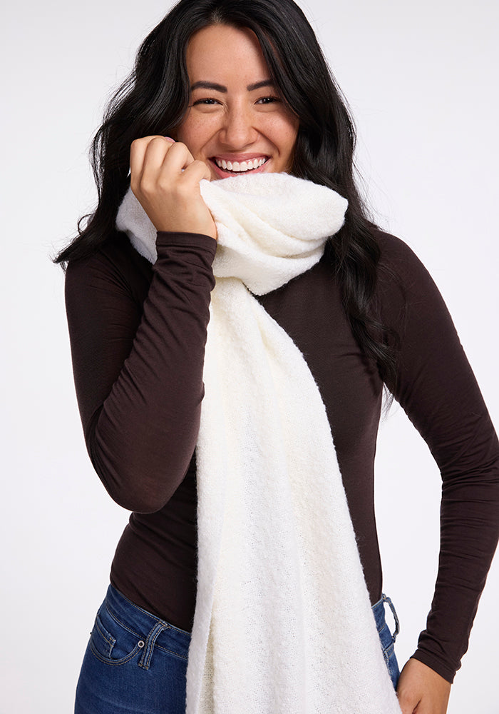 Bradie Scarf - Soft Cream Knit Winter Scarf for Women | Cozy Fashion Accessory for Cold Weather, Office & Outdoor Activities