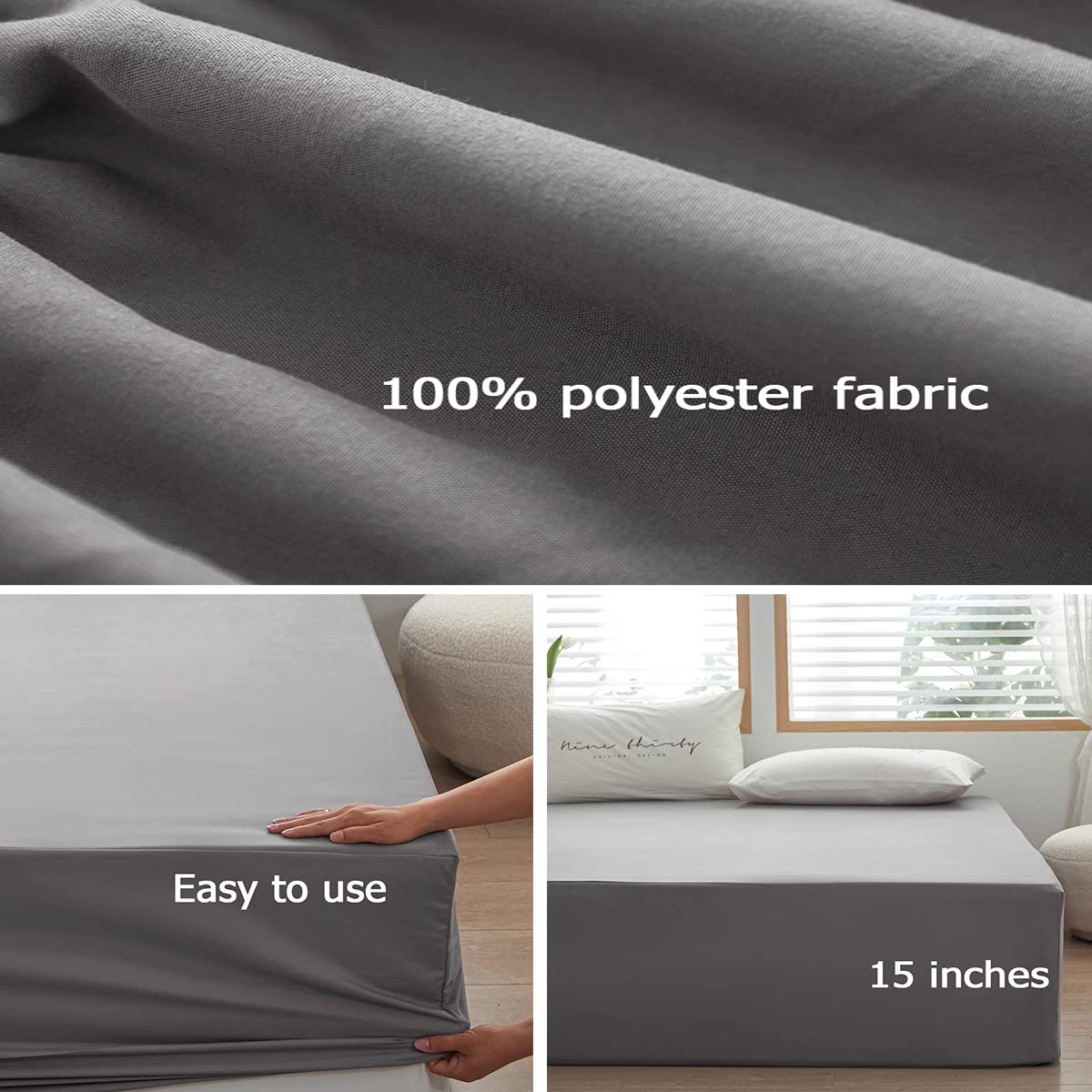 Queen Size Deep Pocket Fitted Sheet - 1 Piece Soft Microfiber Bed Sheet for 15