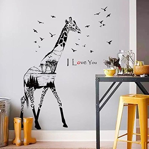 Removable Vinyl Wall Decal - Giraffe Nursery Wall Stickers for Baby Girls Room, Inspirational Quote Home Decor - Perfect for Nursery, Kids Bedroom & Playroom Decorations