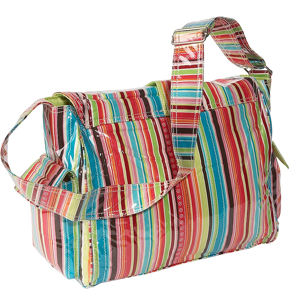 Kalencom Laminated Buckle Bag - Waterproof Crossbody Purse for Women, Toile Chocolate/Blue Pattern - Perfect for Travel, Shopping & Everyday Use