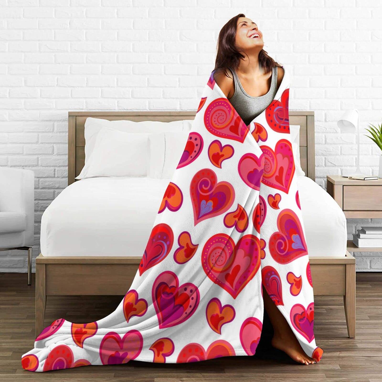 Valentine's Day Red Heart Fleece Blanket - 50