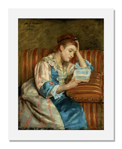 Mary Stevenson Cassatt - Mrs. Duffee Seated on Striped Sofa Reading - Fine Art Reproduction Print - Home & Office Wall Decor - Perfect for Living Rooms, Studies & Art Galleries
