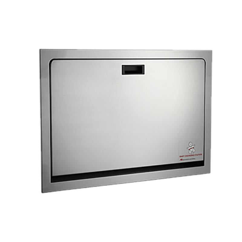 ASI 9013 Stainless Steel Recessed Baby Changing Station - Horizontal Satin Finish for Public Restrooms & Daycare Facilities