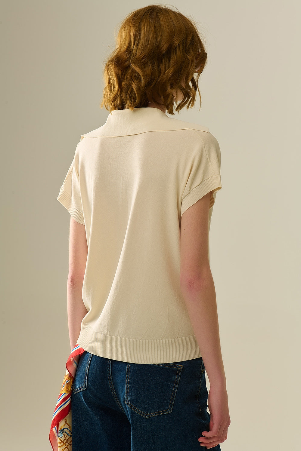 Fine Knit Beige Polo Shirt with Short Sleeves - Casual Summer Wear for Men | Office, Golf & Outdoor Activities
