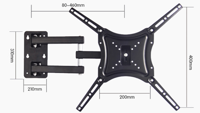 Full Motion TV Wall Mount for 14-55 Inch Flat Screen TVs - CHUNS 117B - Articulating Bracket with Tilt & Swivel for Living Room, Bedroom & Office