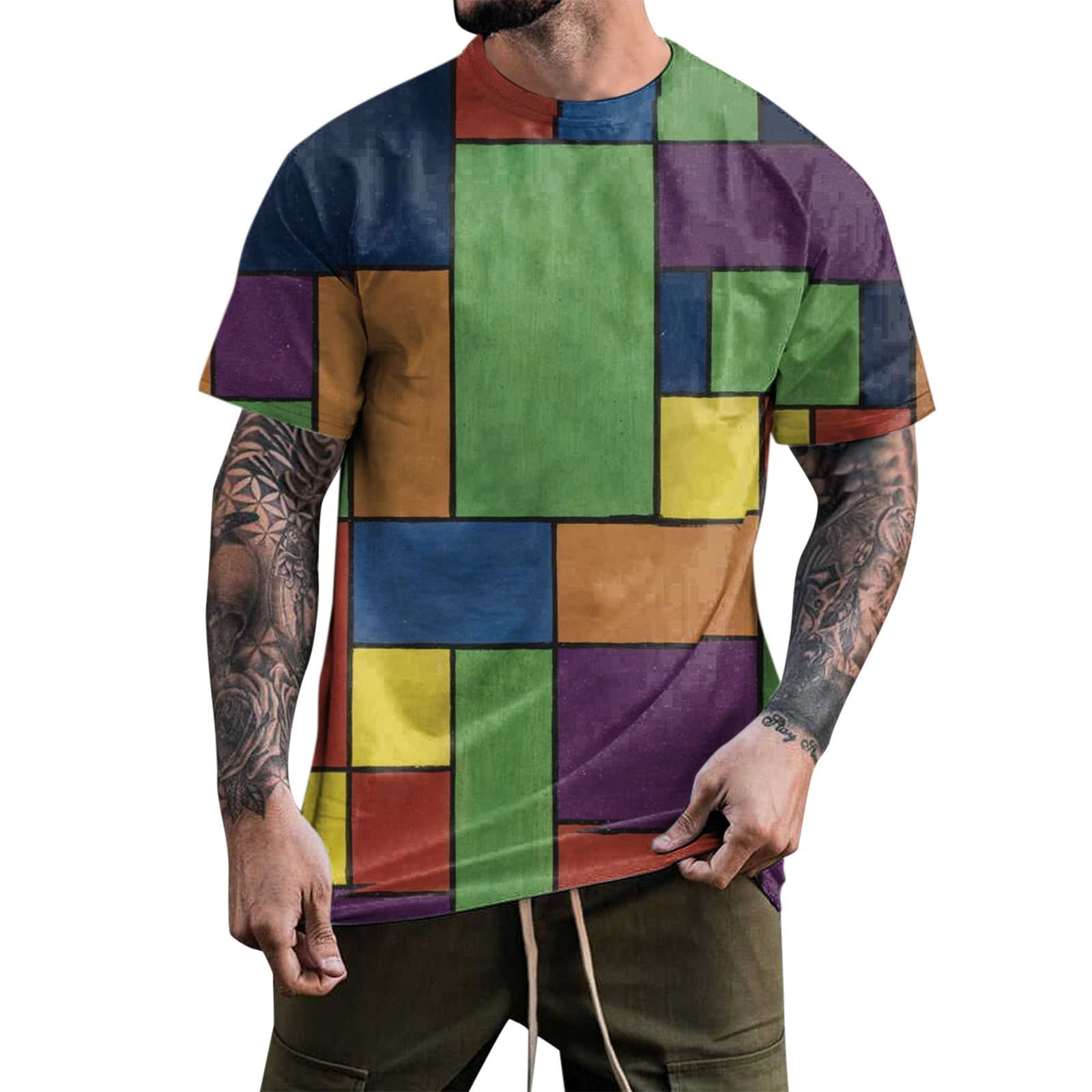 Men's Vintage Distressed Short Sleeve T-Shirt - Casual Retro Graphic Tee for Spring & Summer | Beach Vacation, Streetwear, Daily Wear