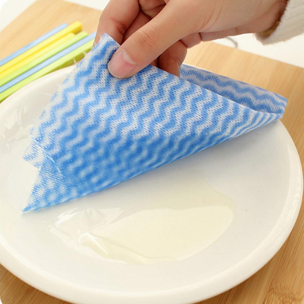 Hoshen Reusable Cleaning Cloths - 12 Pack Non-Woven Dish Towels for Kitchen, Bathroom & Household Cleaning | Lint-Free, Absorbent & Washable | Perfect for Dishes, Countertops & Dusting (Blue)