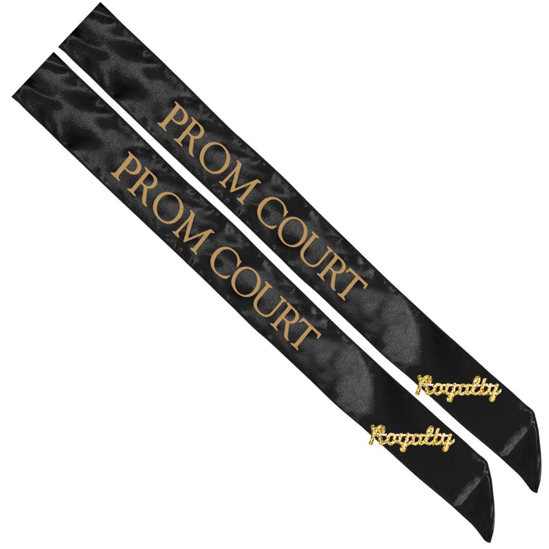Prom Sash Set - 2 Elegant Sashes & 2 Sparkling Royalty Pins for Homecoming, Prom, Pageants & Special Events - Perfect for Graduation, Dance & Formal Occasions