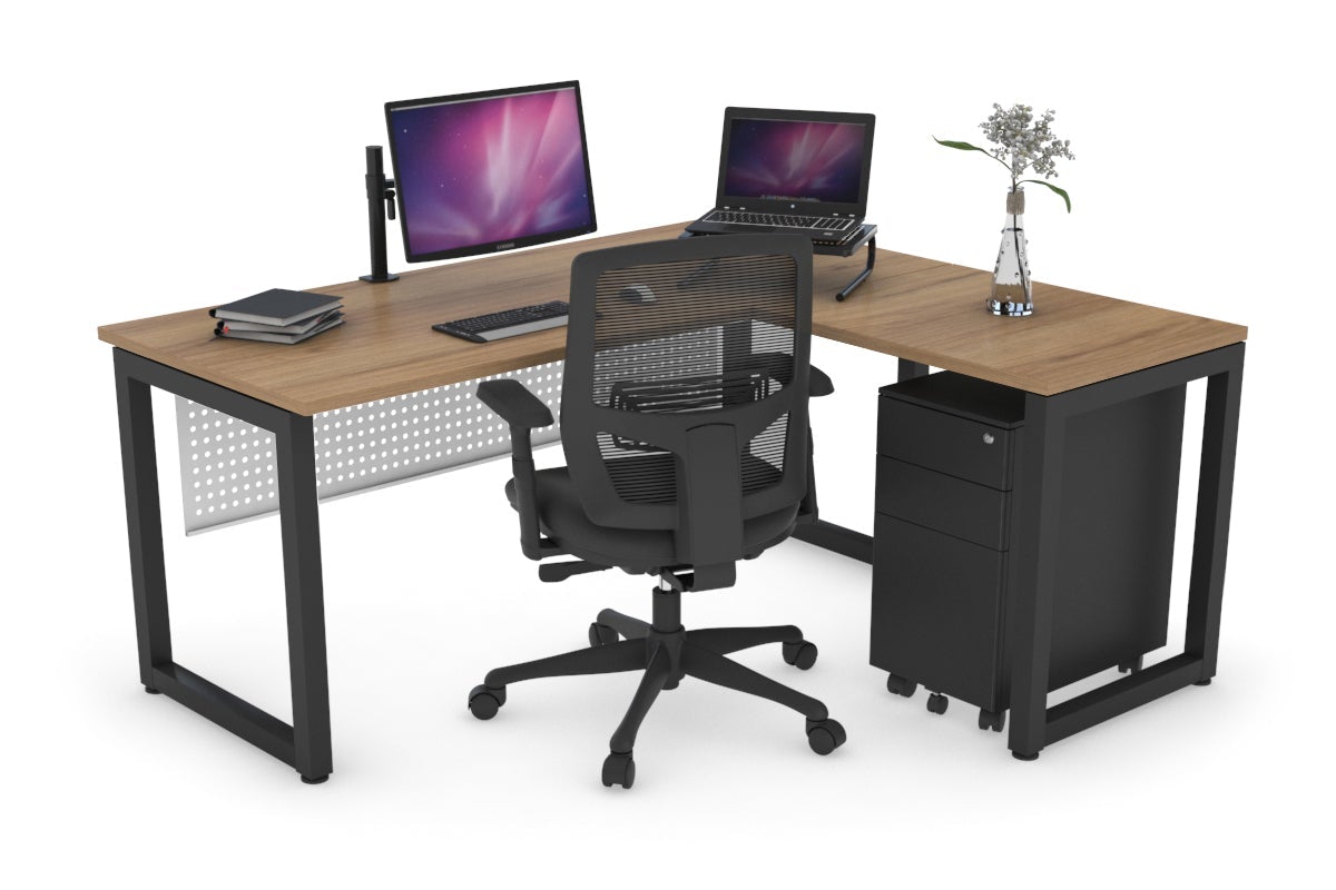Quadro Loop Legs L-Shaped Corner Office Desk - 1800L x 1450W Dimensions, Ergonomic Home & Business Workspace Solution for Computer, Laptop, and Office Setup