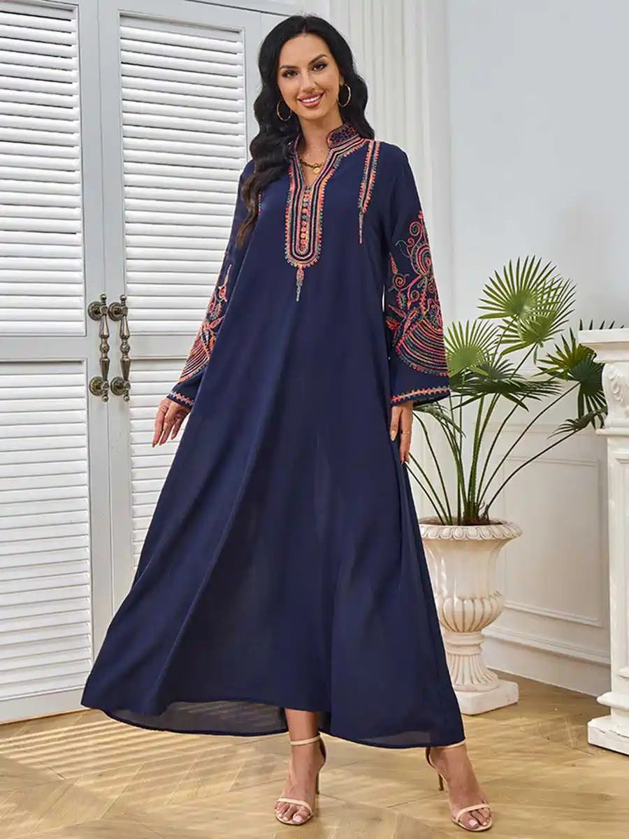 Elegant Eid Dress with Embroidery - Flowy Caftan Kaftan Dress #25233 for Women, Perfect for Eid Celebrations, Weddings, and Special Occasions