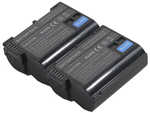 2-Pack EN-EL15 Rechargeable Battery with Dual USB Charger - Compatible with Nikon D600 D610 D7000 D7100 D7200 D750 D800 D810 D810a D800s D800e Z6 Z7 Cameras - Perfect for Travel & Professional Photography