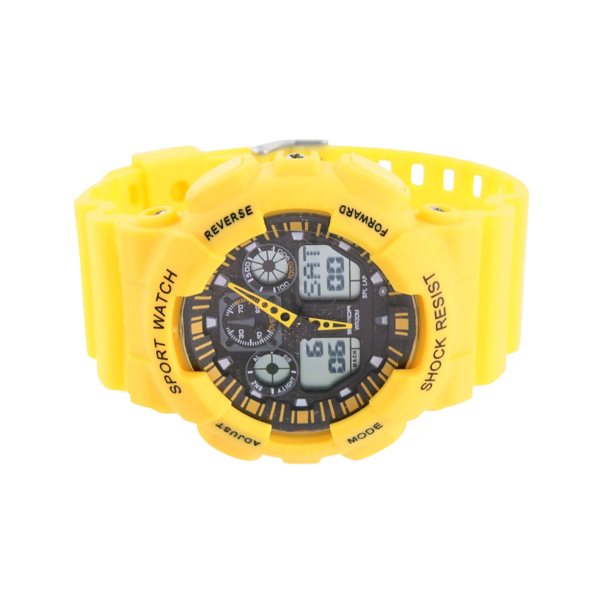 Yellow Sports Watch for Men & Women - Digital Analog Dual Display with Day Date & Timer - Waterproof Silicone Band for Running, Swimming, Gym Workouts