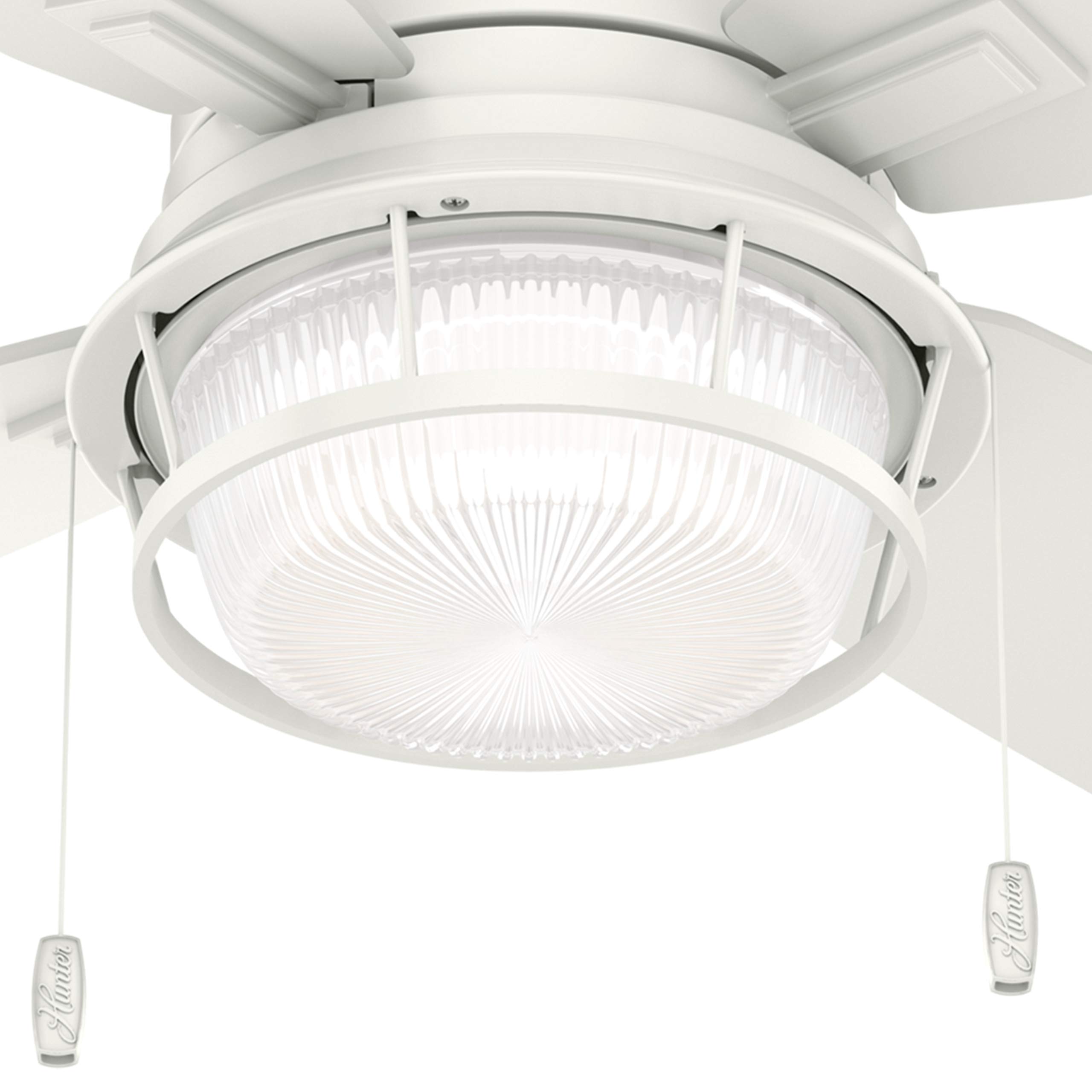 Hunter Fan 52 Inch White Indoor Outdoor Ceiling Fan with LED Light Kit - Energy Efficient Cooling for Living Room, Bedroom, Patio (Renewed)