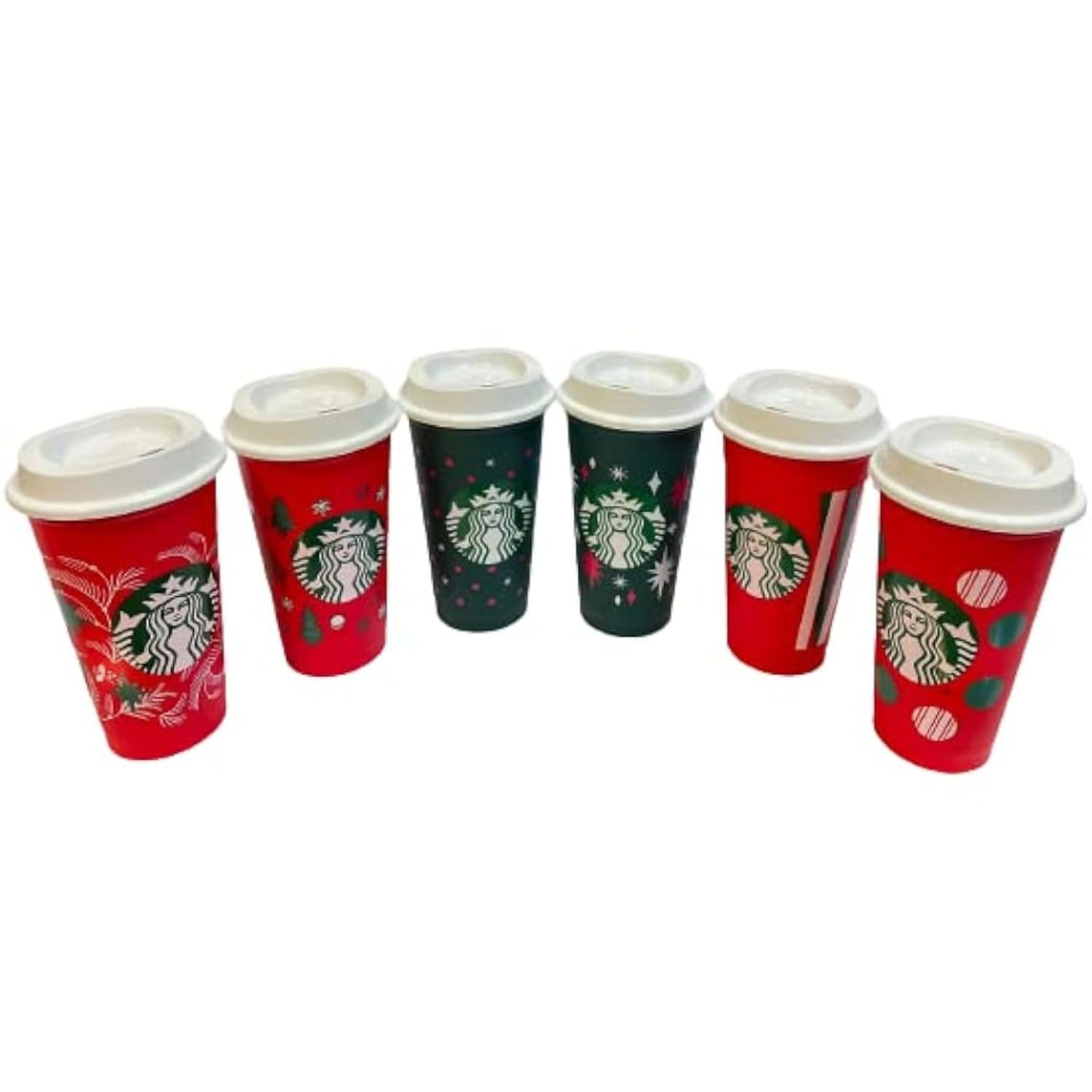 Starbucks Limited Edition Holiday Reusable 16oz Color Changing Hot Cups with Lids - Pack of 6 - Christmas Gift for Coffee & Tea Lovers - Perfect for Home, Office & Travel Use