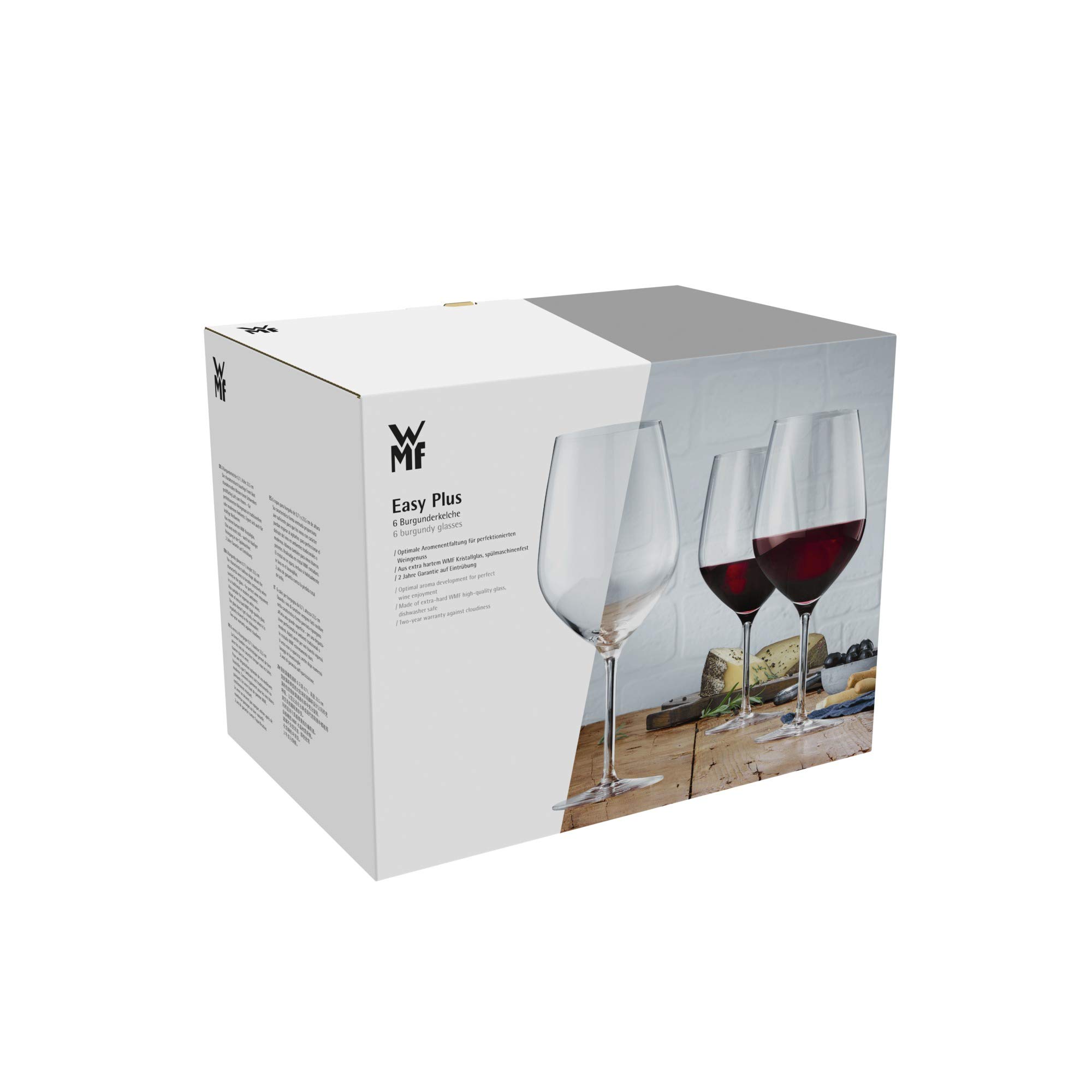Premium WMF Easy Plus 910299990 6-Piece Burgundy Wine Glass Set - Elegant Stemware for Red Wine, Dinner Parties & Home Entertaining
