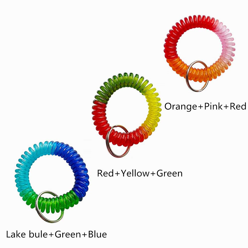 6 Pack Colorful Spring Spiral Wrist Coil Keychains - Stretchy Bracelet Key Ring for Keys, ID Badges & Gym Locks (Perfect for Kids, Teens, Events & Outdoor Activities)