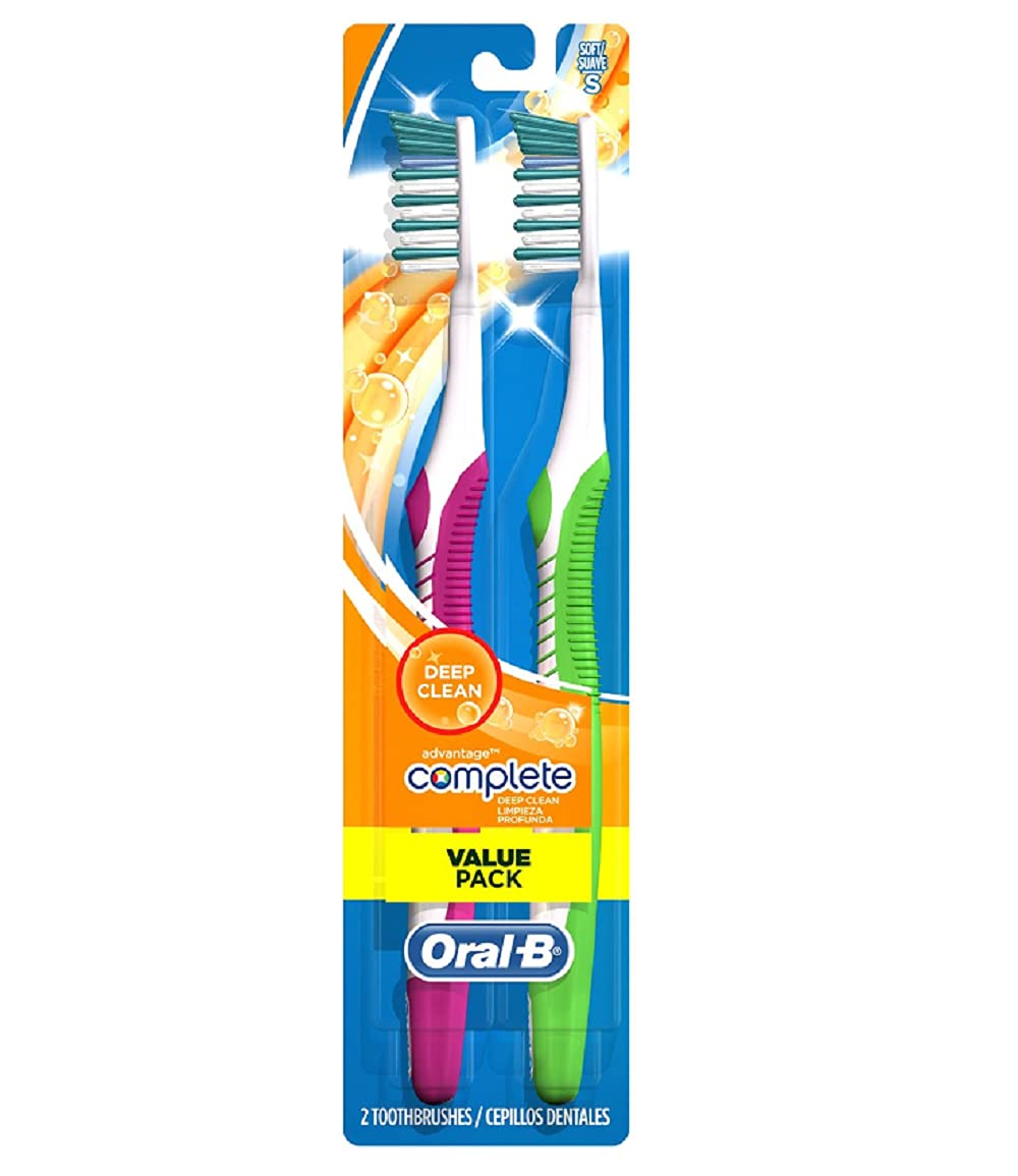 Oral-B Complete Deep Clean Soft Toothbrushes, 2 Pack - Gentle Dental Care for Sensitive Teeth, Perfect for Travel & Daily Use