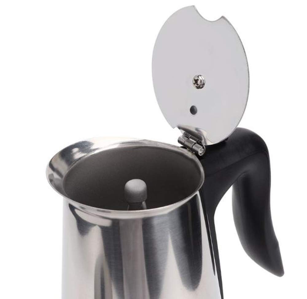 MXBAOHENG 6 Cup Electric Moka Pot Espresso Maker - Stainless Steel Stovetop Coffee Brewer (110V) for Home, Office & Camping Use