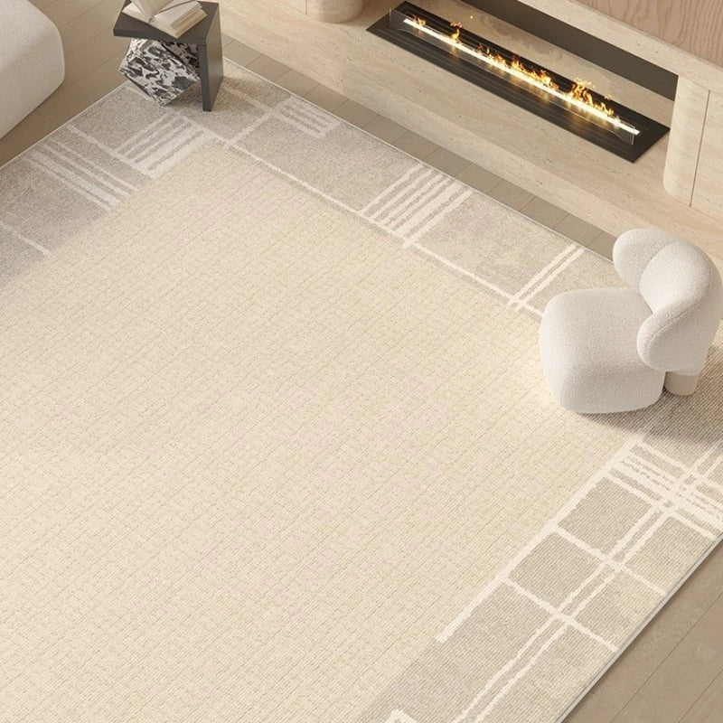 Kori Velvet Geometric Waterproof Antibacterial Area Rug - Soft Non-Slip Washable Carpet for Living Room, Bedroom, Nursery & Office