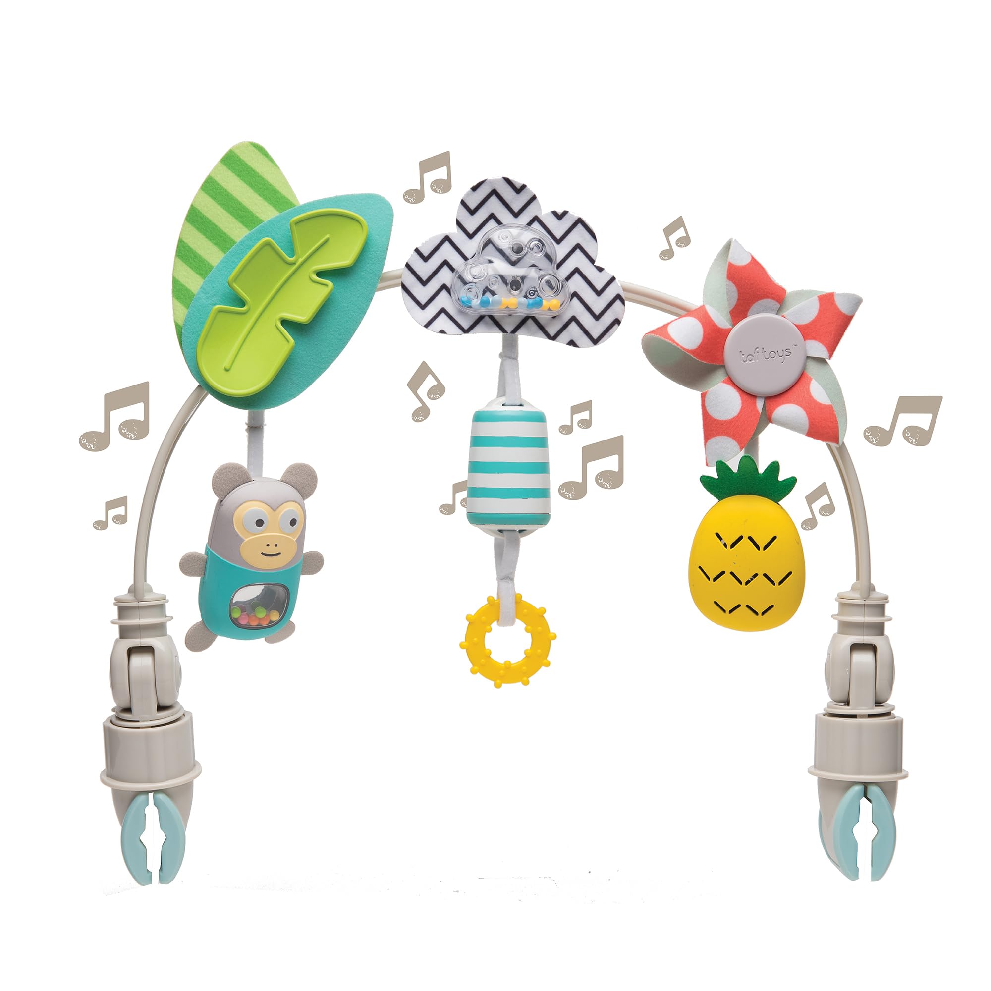 Taf Toys Tropical Orchestra Arch - Baby Activity Toy for Stroller & Pram | Sensory Development & Motor Skills for Infants & Toddlers | Perfect for Outdoor Walks, Travel & Playtime