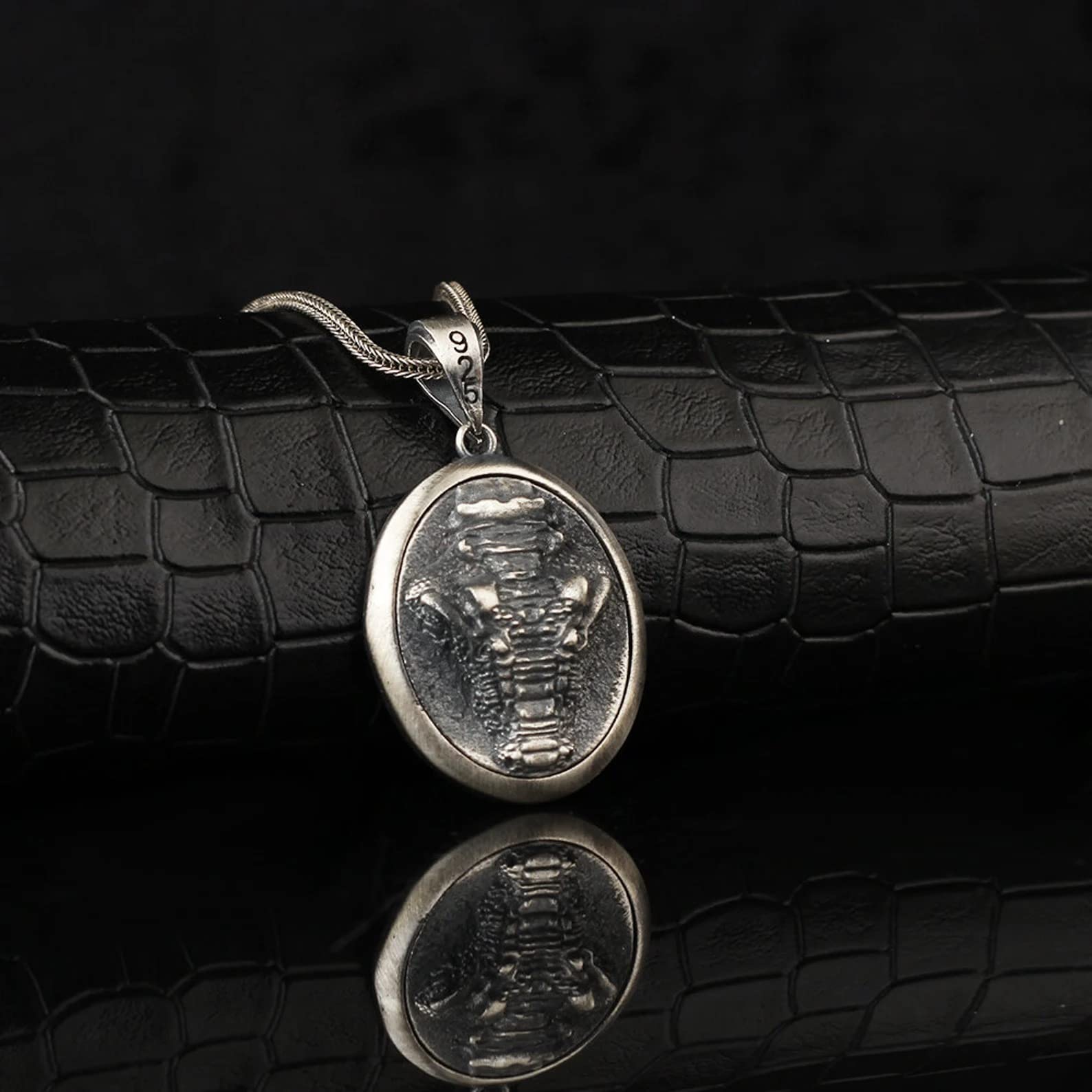 Men's Solid Sterling Silver Crocodile Pendant Necklace - Heavy Alligator Medallion for Men - Masculine Jewelry Gift for Him - Perfect for Casual Wear, Date Nights & Special Occasions