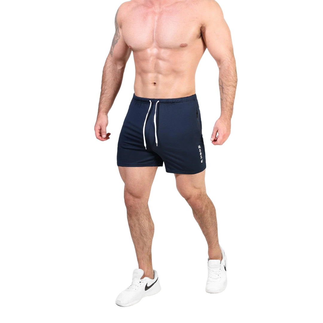 Jed North Agile 4 Gym Shorts with Zipper Pockets - Men's Workout Running Basketball Training Shorts - Navy Blue Athletic Apparel for Gym & Sports