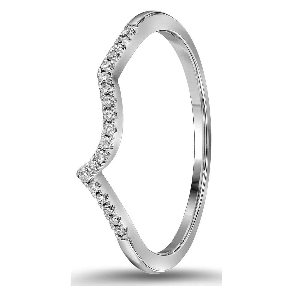 14K White Gold Women's Round Diamond Wedding Contoured Band Ring - 1/20 CTTW | Elegant Bridal Jewelry for Engagement, Anniversary & Special Occasions