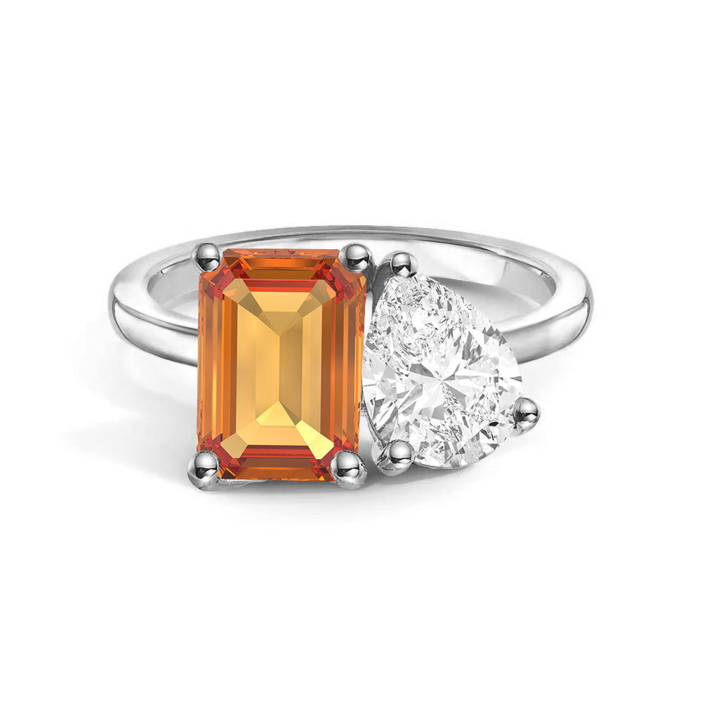 Personalized Toi et Moi Citrine Birthstone Ring for Couples - Romantic Anniversary Gift for Her, Wedding Promise Ring, Unique Jewelry for Special Occasions