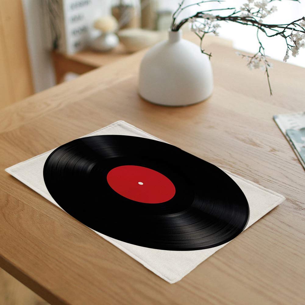 8-Pack Vinyl Record Placemats - Non-Slip Dining Table Mats for Kitchen & Party Decor