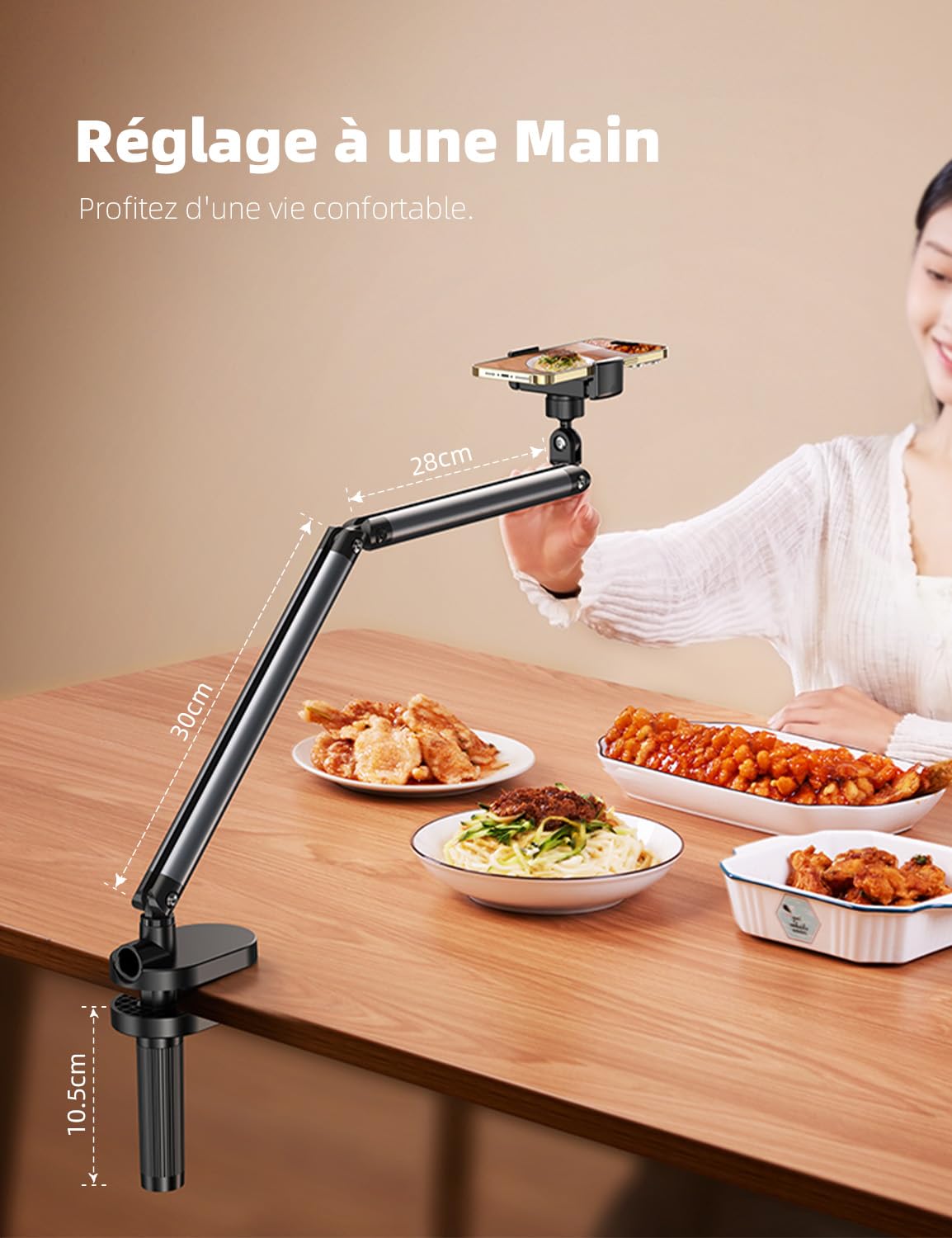 360° Swivel Adjustable Phone Stand Holder for iPhone 15/14/13/12/11/X, Samsung Galaxy - Flexible Long Arm Articulated Desk Mount with Clamp - Perfect for Office, Home, Bed, Car & Video Calls