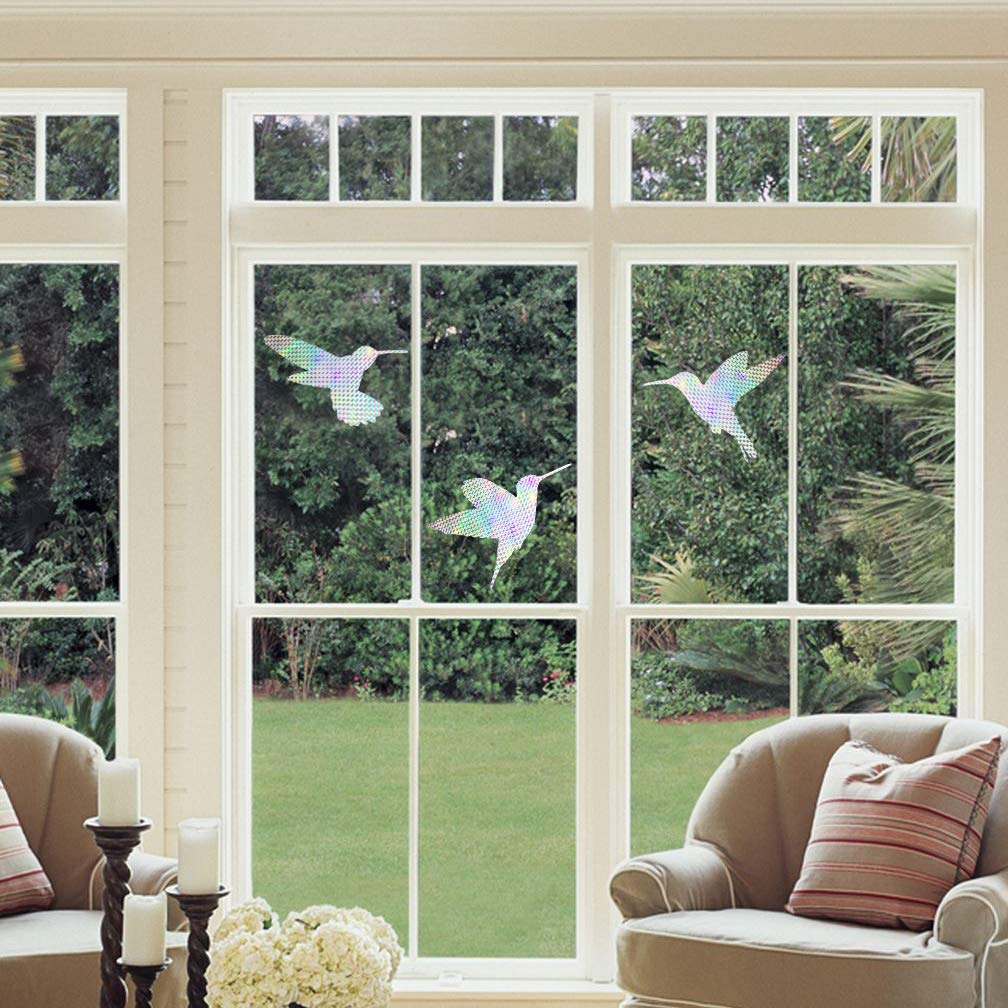 14-Piece Anti-Collision Window Decals - UV Reflective Bird Deterrent Stickers to Prevent Bird Strikes on Glass Windows | Ideal for Homes, Offices & High-Rise Buildings