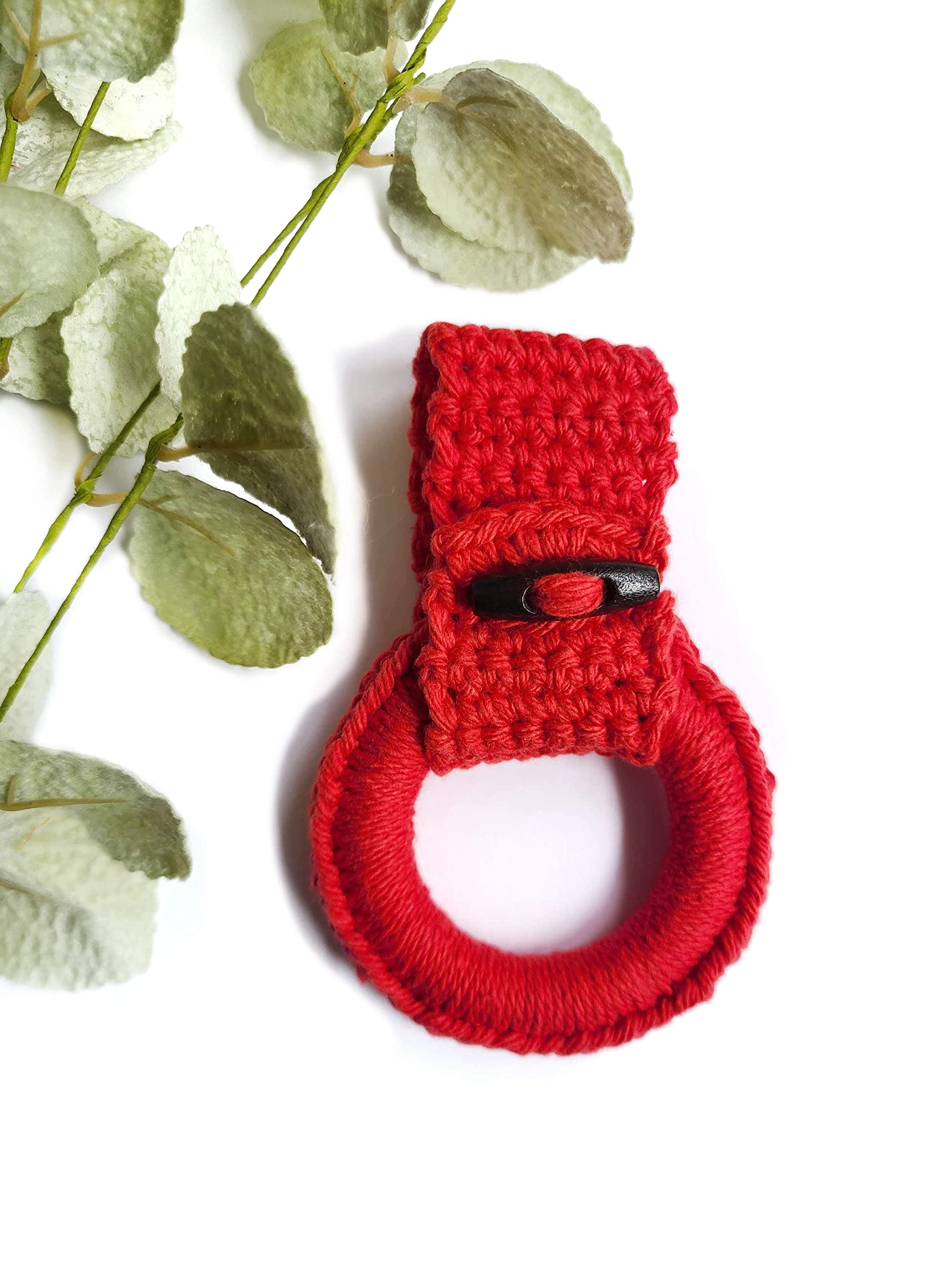 Stainless Steel Hanging Kitchen Towel Ring Holder with Loop - Unique Housewarming Gift for Kitchen, Bathroom, or RV - Red (Perfect for Drying Towels, Organizing Kitchen & Home Decor)