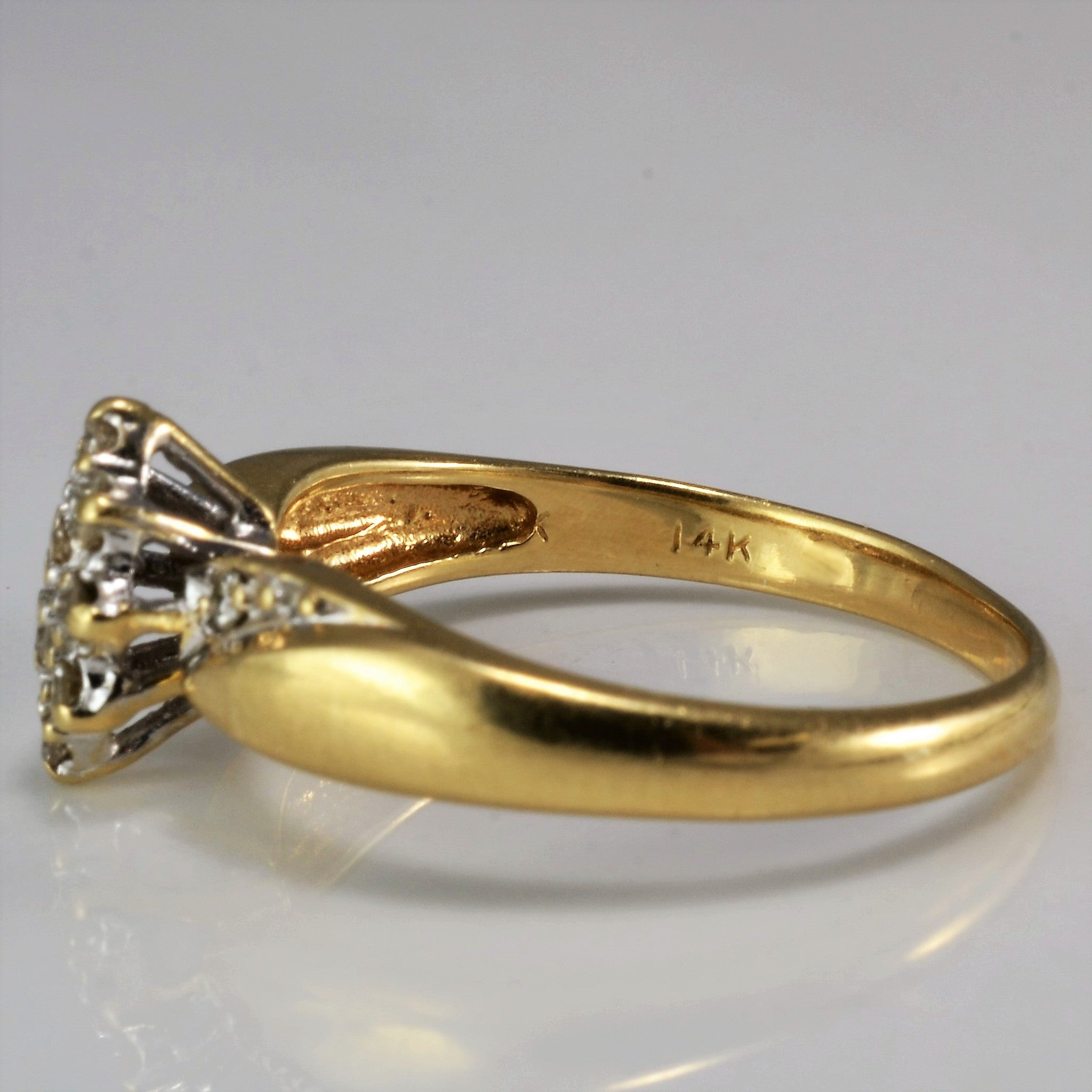 Elegant Two Tone Marquise Shaped Cluster Ring - 0.15 Carat Total Weight | Size 6 | Perfect for Engagement, Anniversary & Special Occasion Gifts