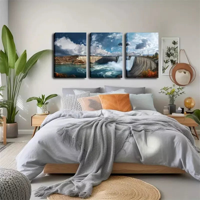 3-Piece Large Dam Water Release Wall Art Set - Framed Canvas 40x60cm (16x24in) | High Quality Print | 100% Australian Made | Ready to Hang | Perfect for Living Room, Bedroom & Office Decor