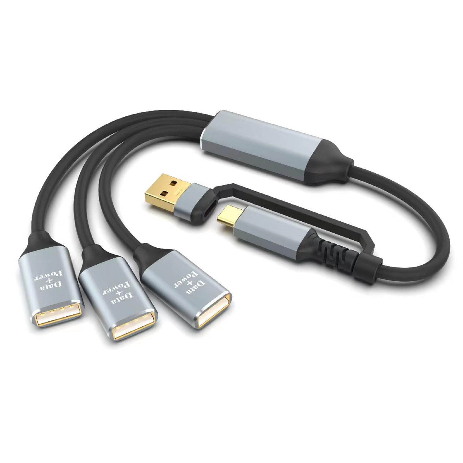 USB C to USB 2.0 Female Adapter Converter - 3-Port Hub for Data Transfer & Charging | Compatible with Laptop, Tablet, Smartphone & More | Fast USB 2.0 Speed for Multiple Devices Connection