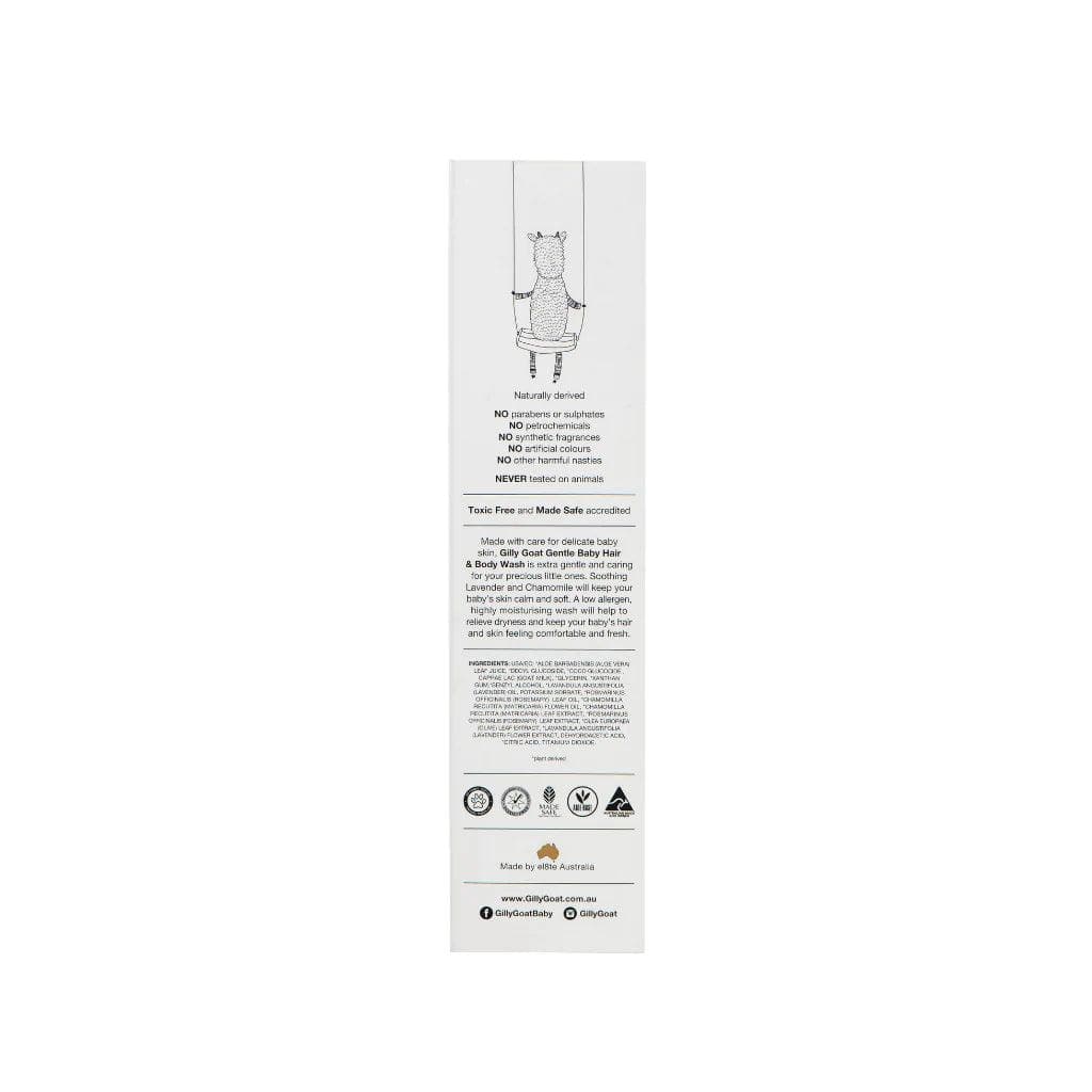Gilly Goat Gentle Baby Hair & Body Wash 250ml - Tear-Free, Hypoallergenic & Moisturizing for Newborns & Sensitive Skin - Perfect for Bath Time & Daily Care