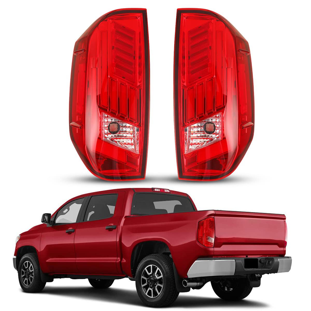 Nixon Offroad LED Tail Lights for Toyota Tundra 2014-2021 - Chrome Housing with Red Lens - Direct Replacement Rear Lamps Assembly (1 Pair) - Perfect for Off-Roading, Truck Upgrades & Night Driving Safety