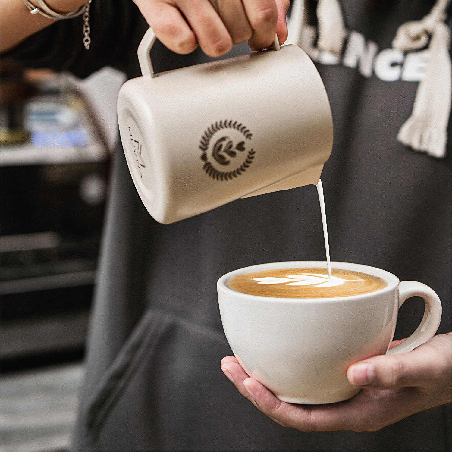 Premium Stainless Steel Latte Art Milk Pitcher - 12oz Barista Coffee Frothing Jug for Perfect Foam & Espresso Drinks - Ideal for Home & Cafe Use