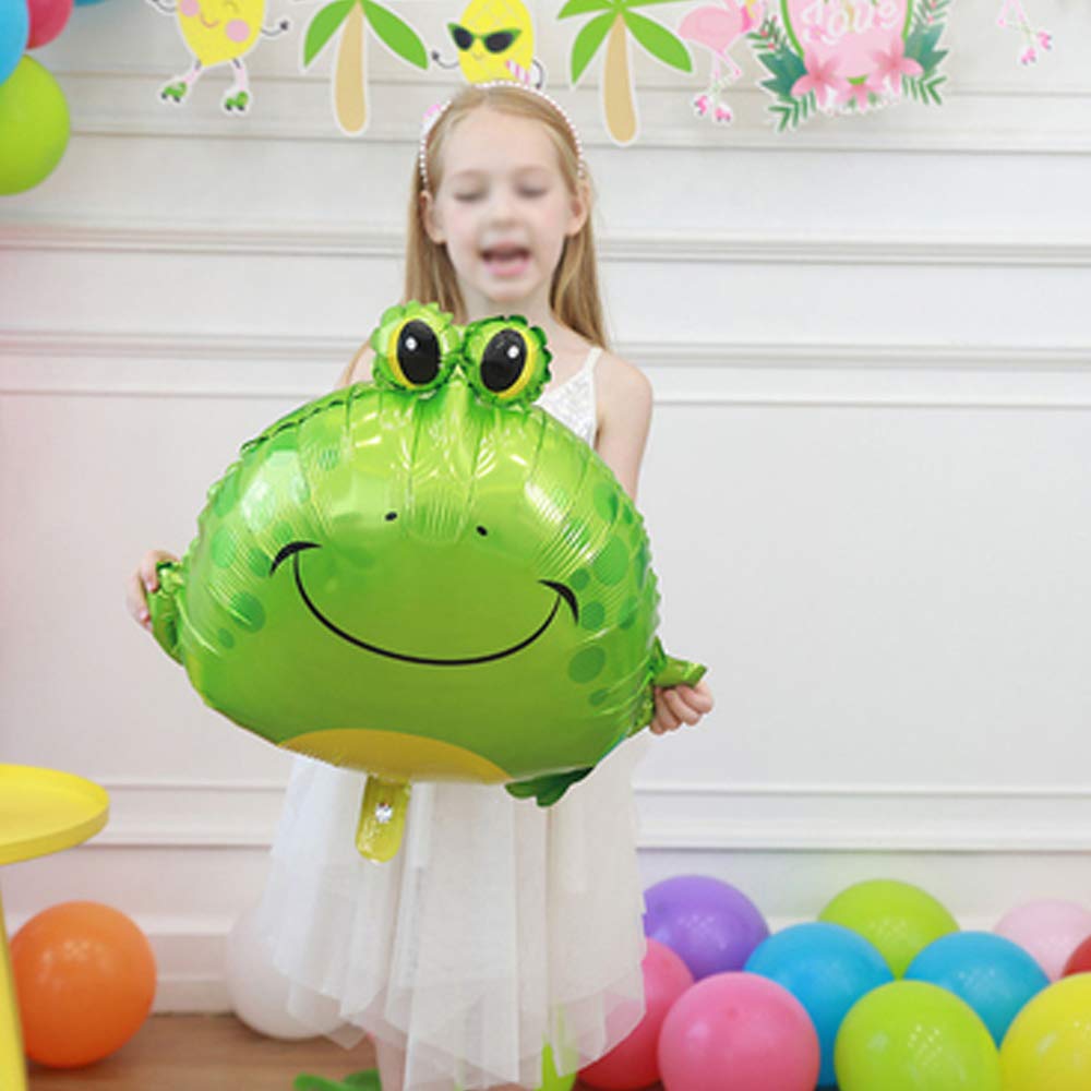 Large Green Frog Foil Balloons (25.6 Inch, 5PCS) - Cute Inflatable Mylar Frog Balloons for Baby Showers, Animal Themed Parties, Birthday Decorations - Perfect for Jungle-Themed Events, Kids' Room Decor, and Outdoor Celebrations
