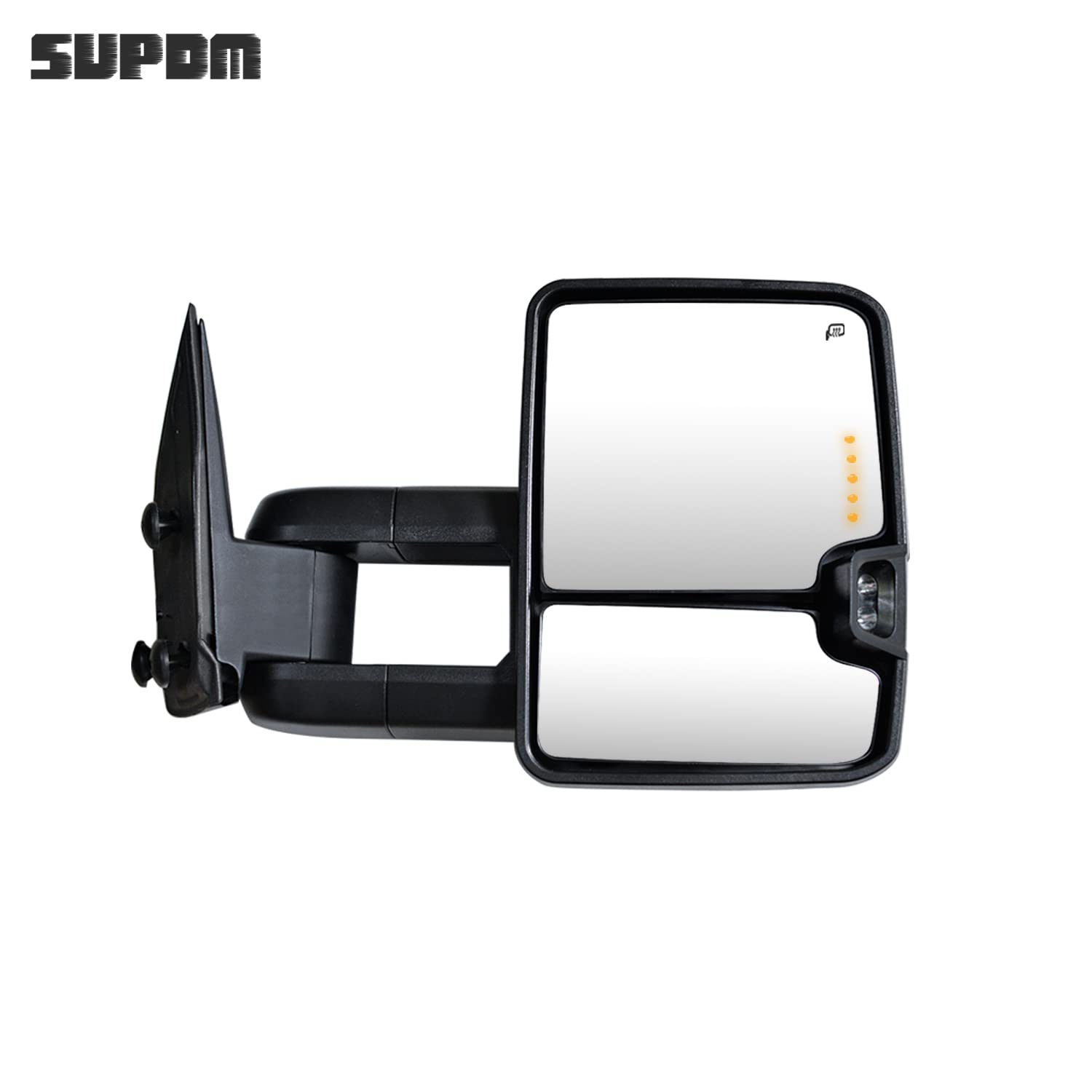 Chrome Towing Mirrors with Power Heat & Turn Signals - Compatible with Chevy Silverado/Suburban/Tahoe & GMC Sierra/Yukon 2003-2006 Models - Clearance Lamp & Running Lights (Pair) - Perfect for Towing, Off-Roading & Night Driving