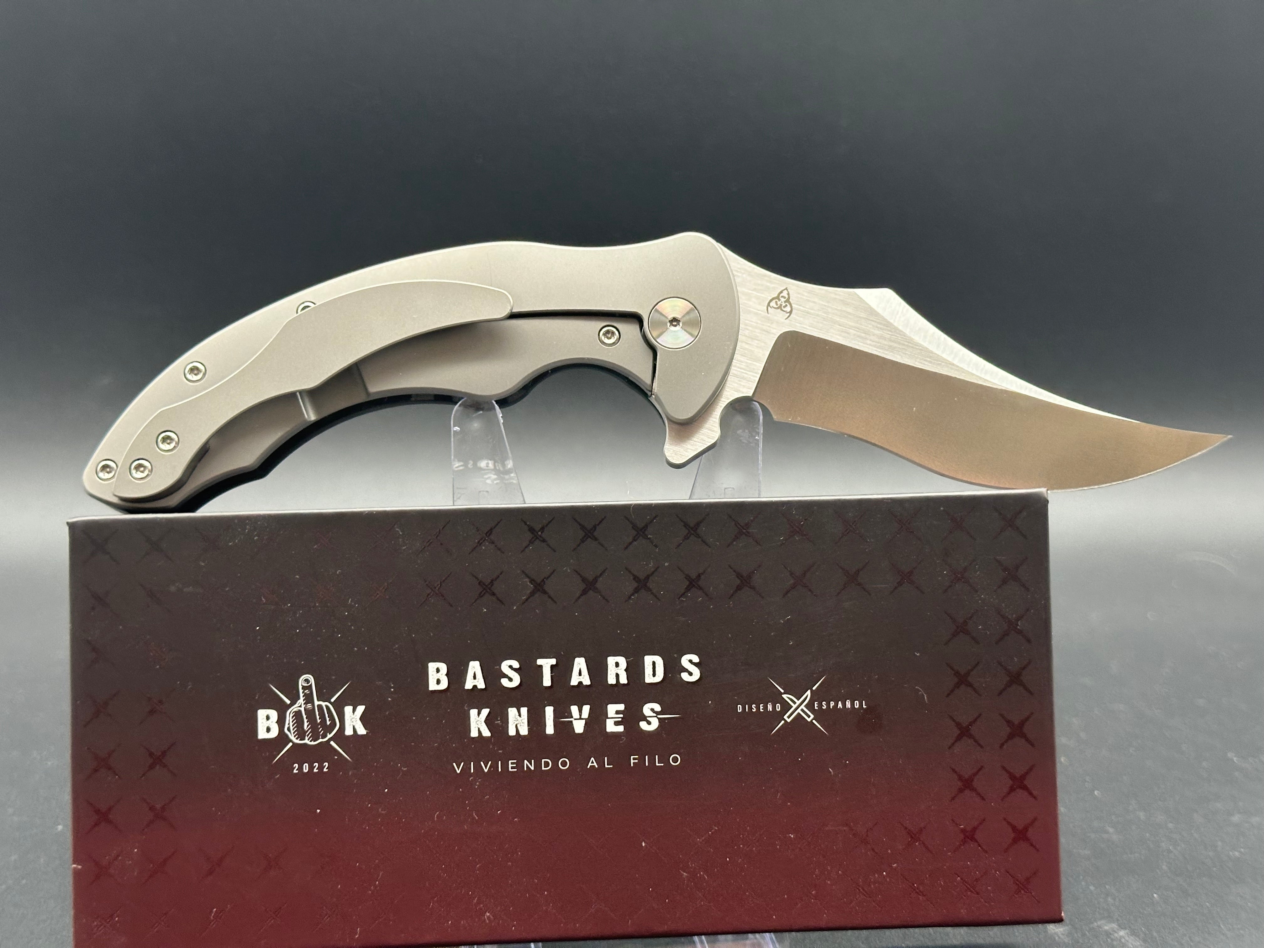 Bastard Knives BAAL Titanium Frame & Carbon Fiber Scale Folding Knife with N690 Steel Blade - EDC, Outdoor, Survival, Camping, Hunting, Tactical Use