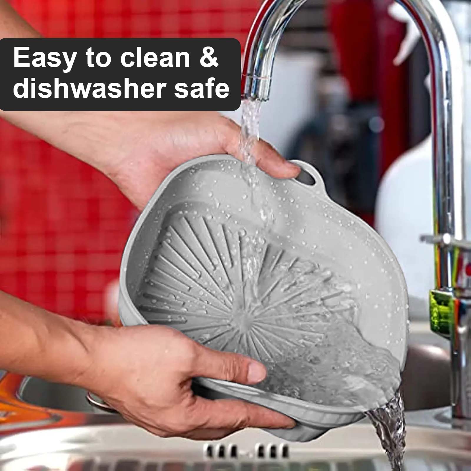 8 Inch Reusable Silicone Air Fryer Liner - Microwave & Steamer Safe Non-Stick Pot Accessories (Gray) - Perfect for Cooking, Baking & Meal Prep in Air Fryers, Microwaves & Steamers