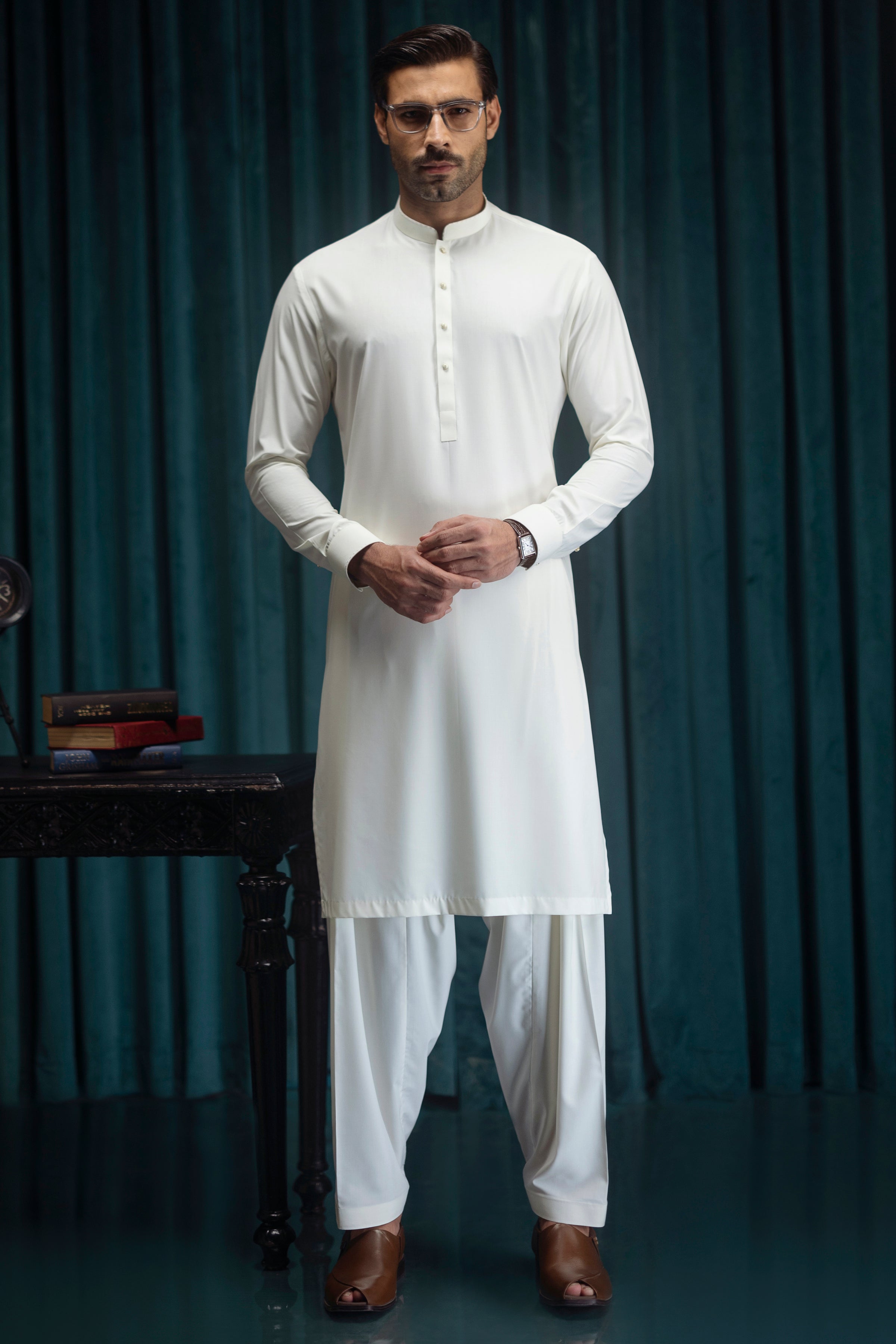 Blended White Shalwar Kameez for Men & Women - Traditional Pakistani Outfit for Cast & Crew - Perfect for Weddings, Festivals & Cultural Events