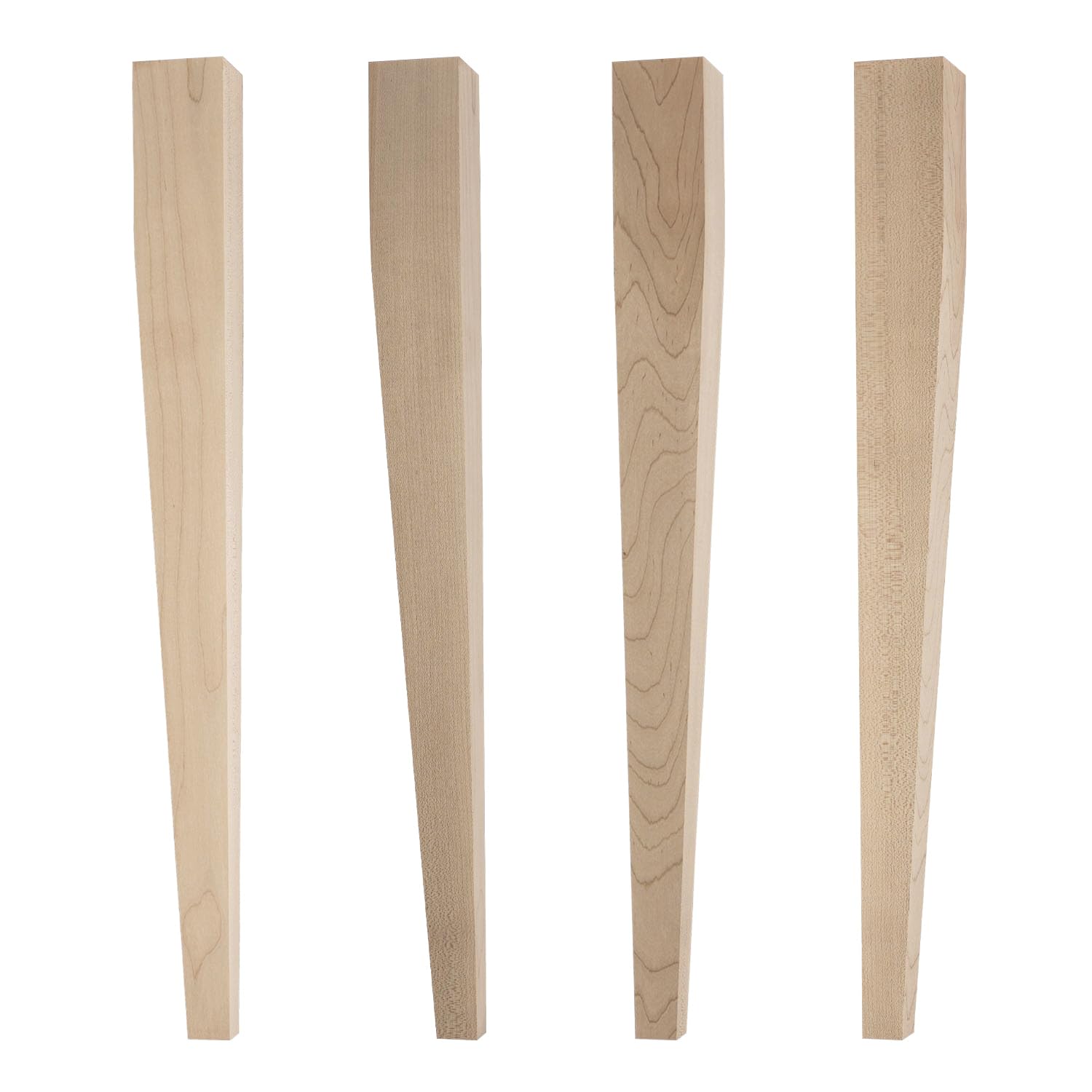 Osborne Tapered Two-Sided Dining Table Legs - Set of 4 Unfinished Soft Maple Wood Legs for DIY Dining Tables, Desks & Furniture Projects - Sanded & Ready to Finish - Perfect for Farmhouse, Rustic or Modern Home Decor