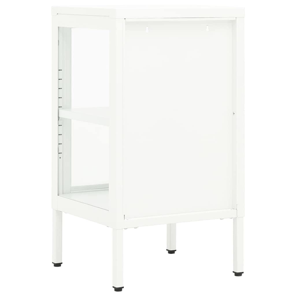 FAMIROSA White Steel Sideboard Cabinet with Tempered Glass - 15